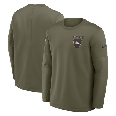 Футболка с длинным рукавом Denver Broncos Nike Olive 2025 Salute to Service Sideline Coaches Therma-FIT