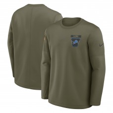 Футболка с длинным рукавом Detroit Lions Nike Olive 2025 Salute to Service Sideline Coaches Therma-FIT