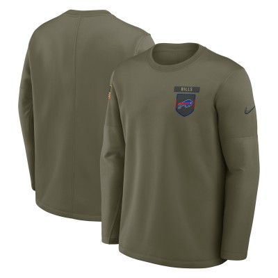 Футболка с длинным рукавом Buffalo Bills Nike Olive 2025 Salute to Service Sideline Coaches Therma-FIT