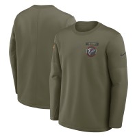 Футболка с длинным рукавом Atlanta Falcons Nike Olive 2025 Salute to Service Sideline Coaches Therma-FIT
