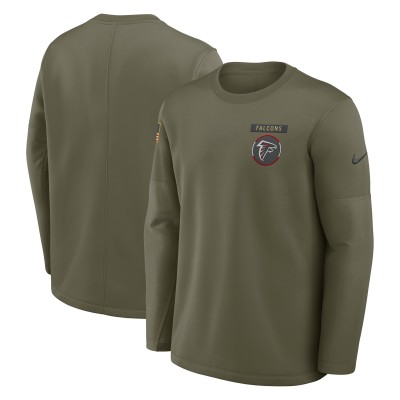 Футболка с длинным рукавом Atlanta Falcons Nike Olive 2025 Salute to Service Sideline Coaches Therma-FIT