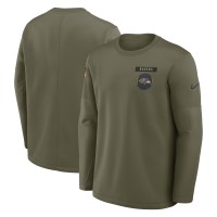 Футболка с длинным рукавом Baltimore Ravens Nike Olive 2025 Salute to Service Sideline Coaches Therma-FIT