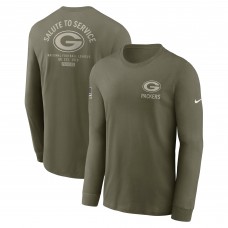 Футболка с длинным рукавом Green Bay Packers Nike Olive 2025 Salute to Service Sideline