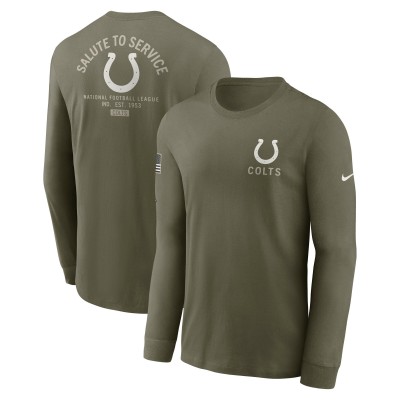 Футболка с длинным рукавом Indianapolis Colts Nike Olive 2025 Salute to Service Sideline