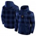 Seattle Seahawks Fanatics College Navy Elements Plaid Polar Fleece Quarter-Zip Hoodie