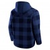 New England Patriots Fanatics Navy Elements Plaid Polar Fleece Quarter-Zip Hoodie