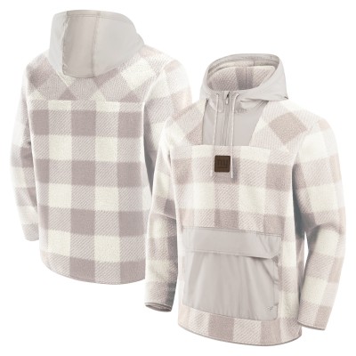 New York Giants Fanatics Gray Elements Plaid Polar Fleece Quarter-Zip Hoodie