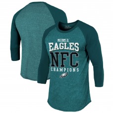 Футболка Philadelphia Eagles Majestic Threads 2024 NFC Champions 3/4-Sleeve Raglan - Midnight Green