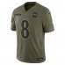 Игровая джерси Baltimore Ravens Lamar Jackson Nike Olive 2025 Salute to Service Limited