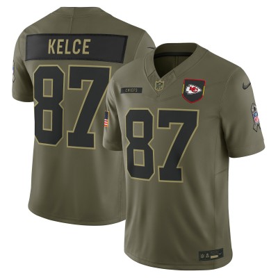 Игровая джерси Kansas City Chiefs Travis Kelce Nike Olive 2025 Salute to Service Limited