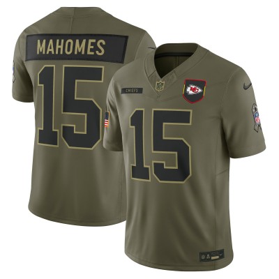Игровая джерси Kansas City Chiefs Patrick Mahomes Nike Olive 2025 Salute to Service Limited