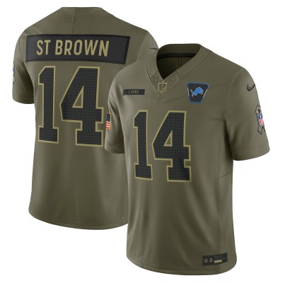 Игровая джерси Detroit Lions Amon-Ra St. Brown Nike Olive 2025 Salute to Service Limited