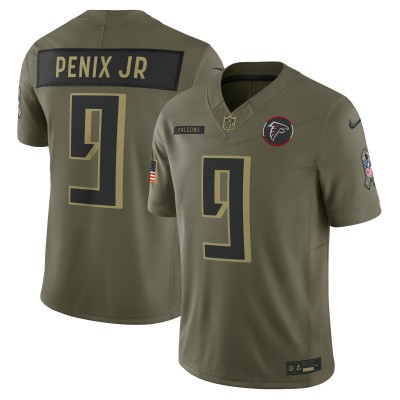 Игровая джерси Atlanta Falcons Michael Penix Jr. Nike Olive 2025 Salute to Service Limited