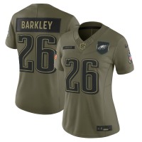 Игровая джерси Женская Philadelphia Eagles Saquon Barkley Nike Olive 2025 Salute to Service Limited
