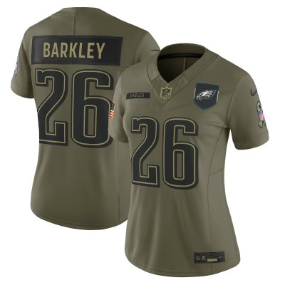 Игровая джерси Женская Philadelphia Eagles Saquon Barkley Nike Olive 2025 Salute to Service Limited
