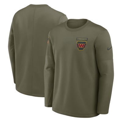 Футболка с длинным рукавом Washington Commanders Nike Olive 2025 Salute to Service Sideline Coaches Therma-FIT