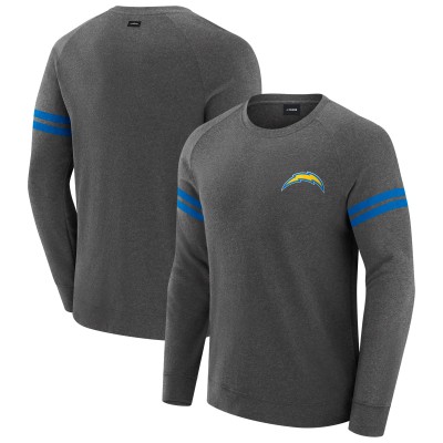 Los Angeles Chargers J. Palmer Dark Heather Gray Players Lounge Raglan Tri-Blend Sweatshirt