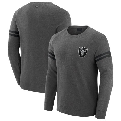Las Vegas Raiders J. Palmer Dark Heather Gray Players Lounge Raglan Tri-Blend Sweatshirt