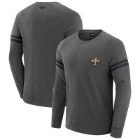 New Orleans Saints J. Palmer Dark Heather Gray Players Lounge Raglan Tri-Blend Sweatshirt