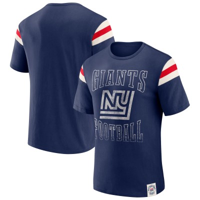 New York Giants Darius Rucker Collection by Fanatics Royal Distressed Throwback Shoulder Stripe T-Shirt