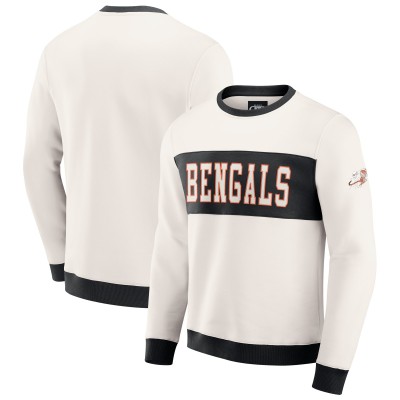 Cincinnati Bengals Darius Rucker Collection by Fanatics Cream Colorblock Pullover Sweatshirt