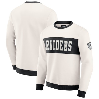 Las Vegas Raiders Darius Rucker Collection by Fanatics Cream Colorblock Pullover Sweatshirt