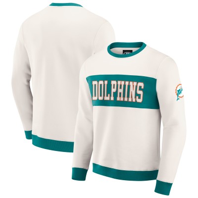 Miami Dolphins Darius Rucker Collection by Fanatics Cream Colorblock Pullover Sweatshirt