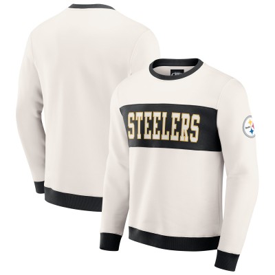 Pittsburgh Steelers Darius Rucker Collection by Fanatics Cream Colorblock Pullover Sweatshirt