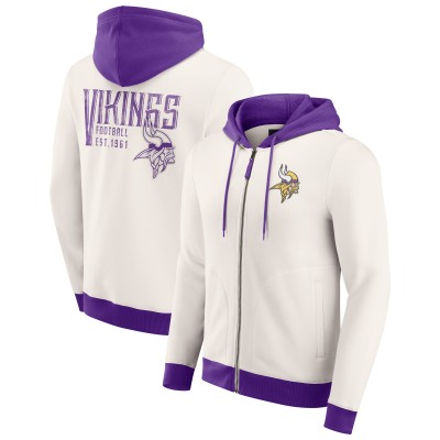 Minnesota Vikings Darius Rucker Collection by Fanatics Cream Distressed Graphics Full-Zip Hoodie
