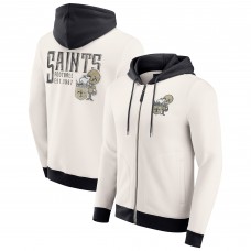 New Orleans Saints Darius Rucker Collection by Fanatics Cream Distressed Graphics Full-Zip Hoodie