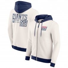New York Giants Darius Rucker Collection by Fanatics Cream Distressed Graphics Full-Zip Hoodie