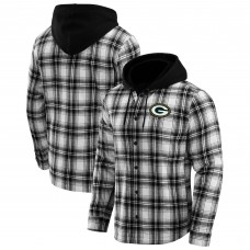 Green Bay Packers NFL x Darius Rucker Collection by Fanatics Black Plaid Flannel Quilted Full-Snap Hooded Shacket