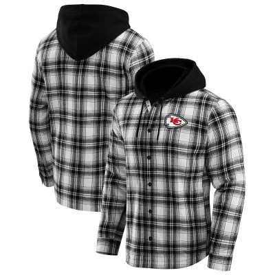Kansas City Chiefs NFL x Darius Rucker Collection by Fanatics Black Plaid Flannel Quilted Full-Snap Hooded Shacket