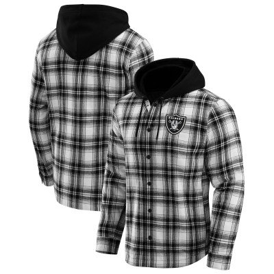 Las Vegas Raiders NFL x Darius Rucker Collection by Fanatics Black Plaid Flannel Quilted Full-Snap Hooded Shacket