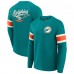 Miami Dolphins Darius Rucker Collection by Fanatics Aqua Waffle-Knit Raglan Long Sleeve Henley T-Shirt