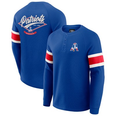 New England Patriots Darius Rucker Collection by Fanatics Royal Waffle-Knit Raglan Long Sleeve Henley T-Shirt