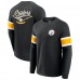 Футболка Pittsburgh Steelers Darius Rucker Collection by Fanatics Black Waffle-Knit Raglan Long Sleeve Henley