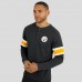 Футболка Pittsburgh Steelers Darius Rucker Collection by Fanatics Black Waffle-Knit Raglan Long Sleeve Henley