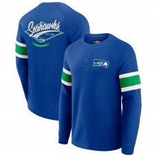 Seattle Seahawks Darius Rucker Collection by Fanatics College Navy Waffle-Knit Raglan Long Sleeve Henley T-Shirt