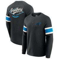 Футболка Carolina Panthers Darius Rucker Collection by Fanatics Black Waffle-Knit Raglan Long Sleeve Henley