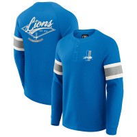 Футболка Detroit Lions Darius Rucker Collection by Fanatics Blue Waffle-Knit Raglan Long Sleeve Henley