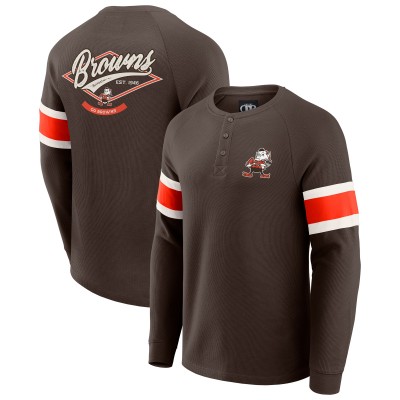Футболка Cleveland Browns Darius Rucker Collection by Fanatics Brown Waffle-Knit Raglan Long Sleeve Henley