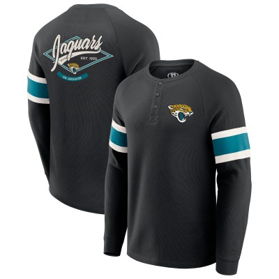 Jacksonville Jaguars Darius Rucker Collection by Fanatics Black Waffle-Knit Raglan Long Sleeve Henley T-Shirt
