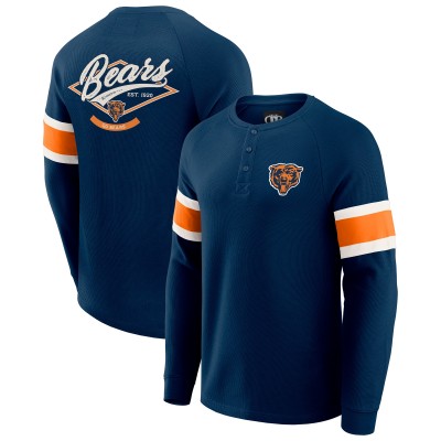 Футболка Chicago Bears Darius Rucker Collection by Fanatics Navy Waffle-Knit Raglan Long Sleeve Henley