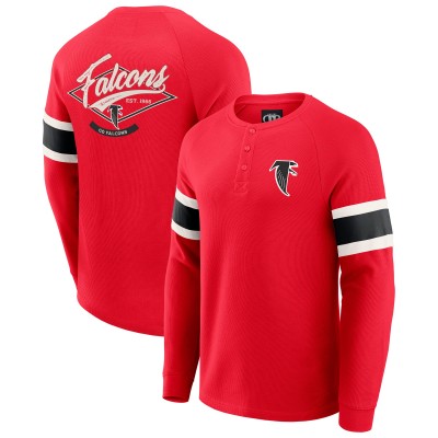 Футболка Atlanta Falcons Darius Rucker Collection by Fanatics Red Waffle-Knit Raglan Long Sleeve Henley