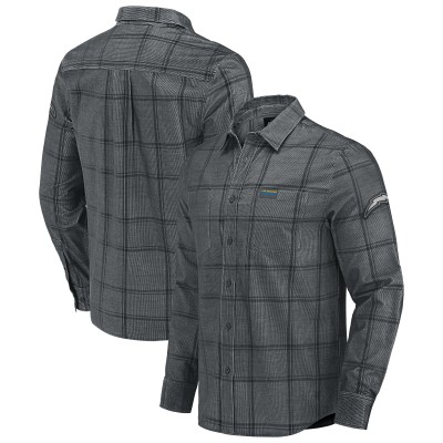 Los Angeles Chargers Darius Rucker Collection by Fanatics Gray Micro Corduroy Plaid Button Up Shirt