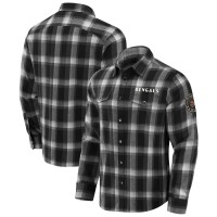 Cincinnati Bengals Darius Rucker Collection by Fanatics Black Flannel Plaid Full-Snap Shirt