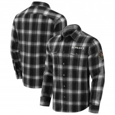 Cincinnati Bengals Darius Rucker Collection by Fanatics Black Flannel Plaid Full-Snap Shirt