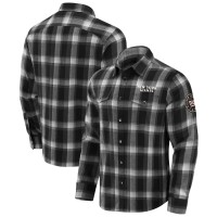 New York Giants Darius Rucker Collection by Fanatics Black Flannel Plaid Full-Snap Shirt
