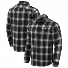 Las Vegas Raiders Darius Rucker Collection by Fanatics Black Flannel Plaid Full-Snap Shirt